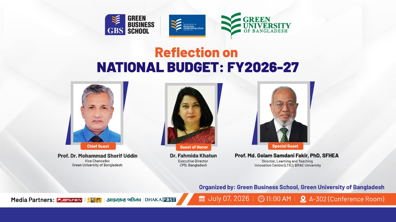Invitation to attend the seminar titled “Reflection on Bangladesh National Budget FY2026-27