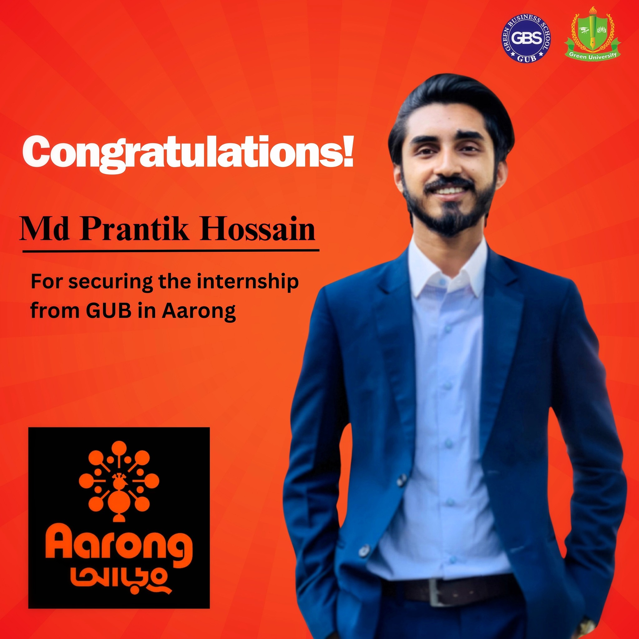 Congratulations to Md Prantik Hossain for Securing an Internship at Aarong