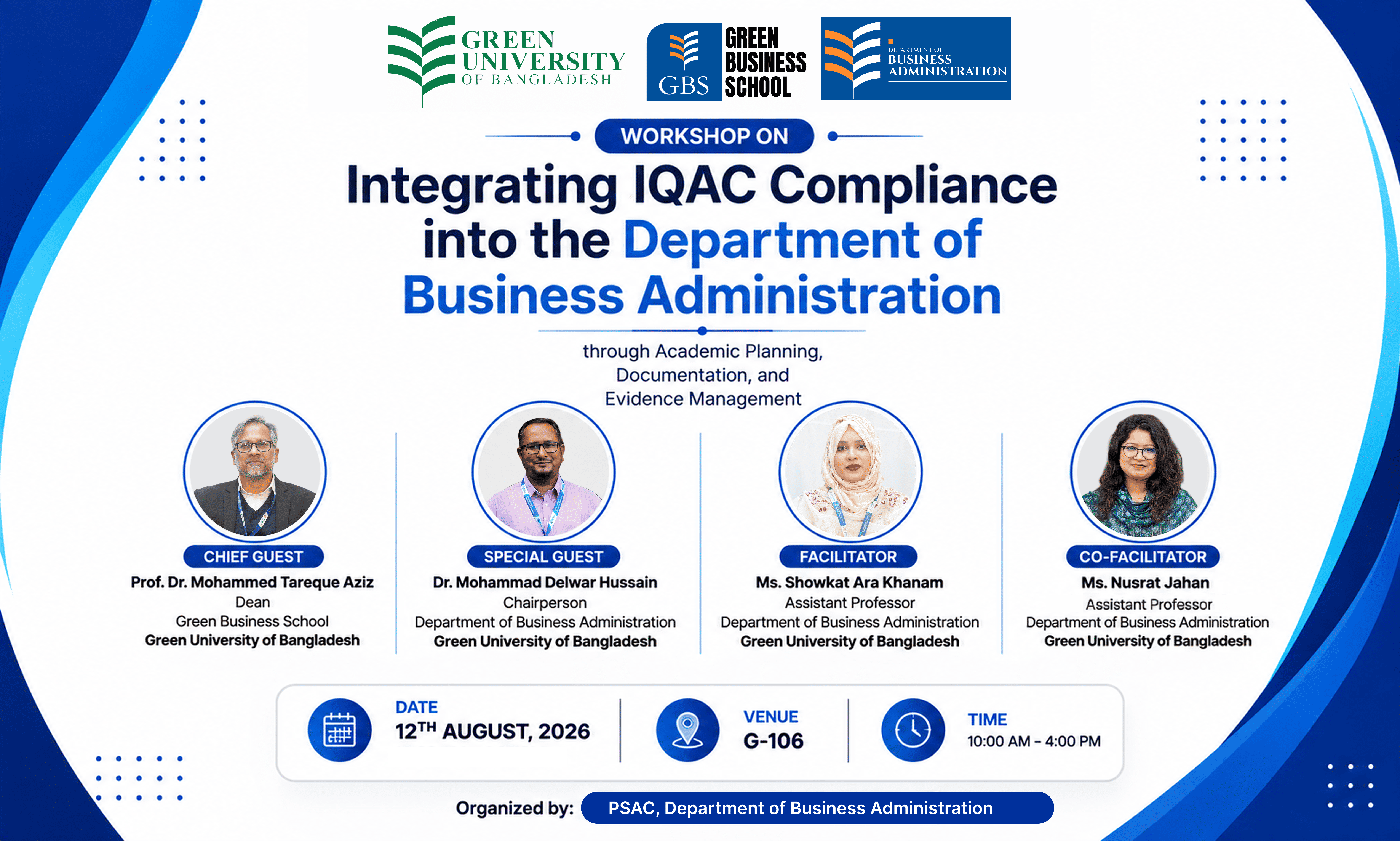 Invitation to the Workshop on "Integrating IQAC Compliance into the Department of Business Administration through Academic Planning, Documentation, and Evidence Management"