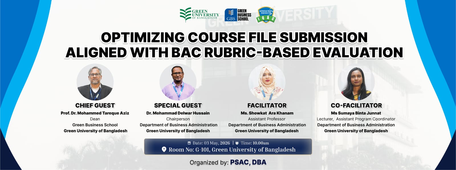 Invitation for Workshop on “Optimizing Course File Submission Aligned with BAC Rubric-Based Evaluation Criteria”